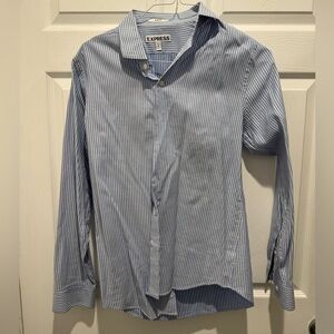 Express Blue Dress Shirt with Pinstripe Pattern